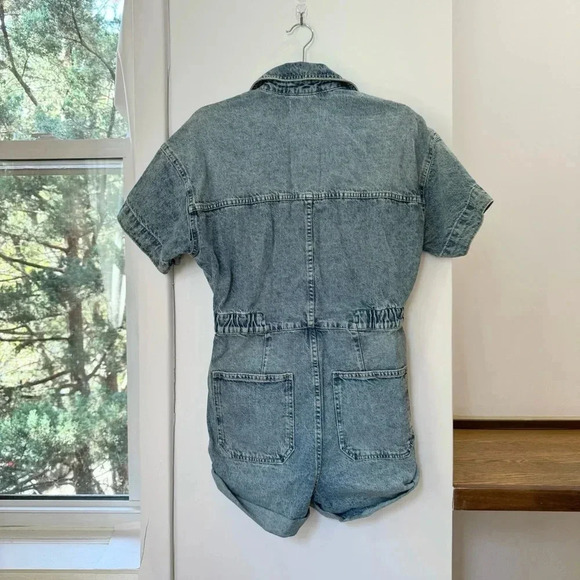 NWT Free People We The Free Marci Denim One Piece Romper Jeans Shortalls Blue - Picture 6 of 10